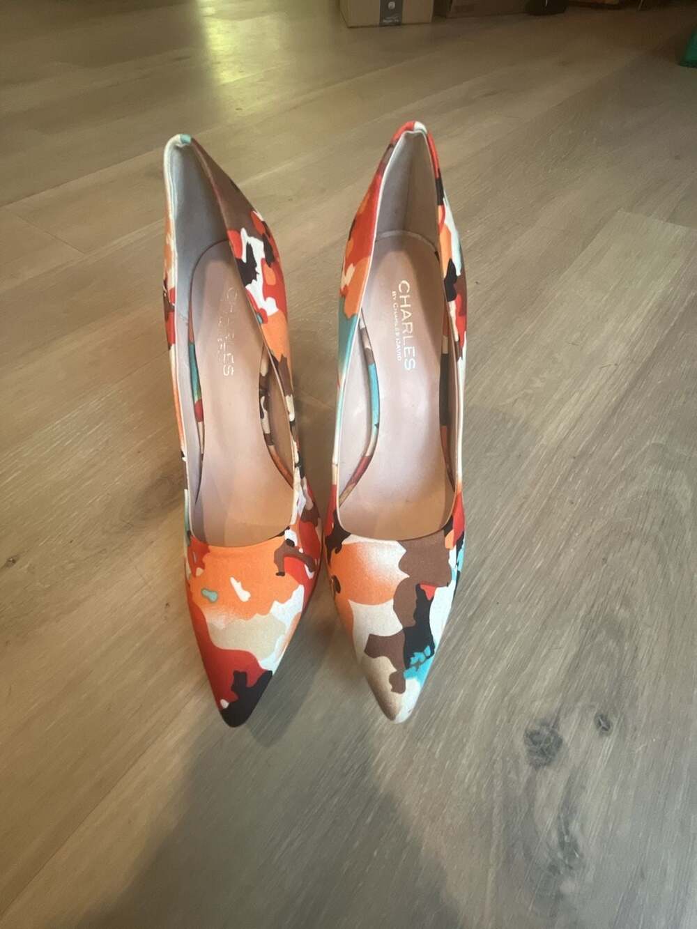 Charles by Charles David Multi-Color Abstract Print Pointed Toe Stiletto Pumps